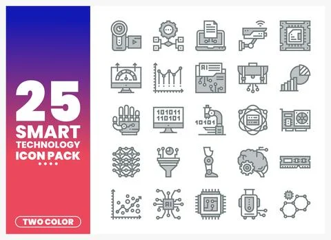 Smart Technology Icons AI. Robotics. Data. and Network Concepts 스톡 일러스트