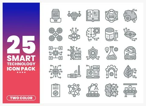Smart technology icons in a clean. modern style on a gradient background Stock-Illustration