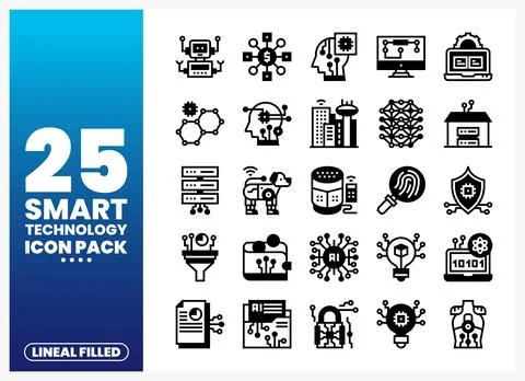 Smart Technology Icons Collection with AI. IoT. and Robotics Illustrazione stock