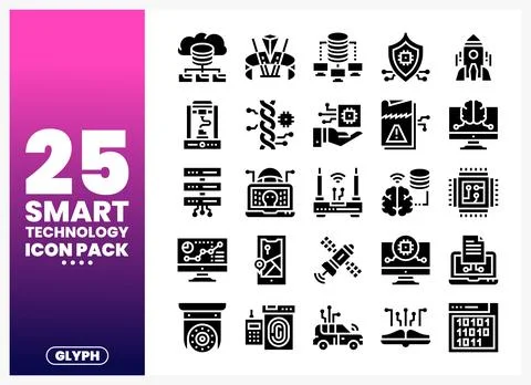Smart technology icons collection with cloud computing and security element.. Stock Illustration