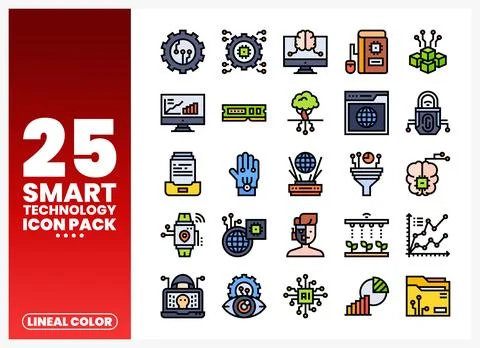 Smart Technology Icons Collection Stock Illustration