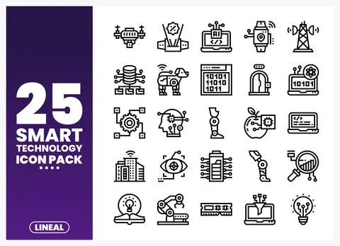 Smart Technology Icons A Comprehensive Icon Pack for Digital Innovation Stock Illustration
