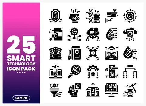 Smart technology icons for digital innovation and data science Stock Illustration