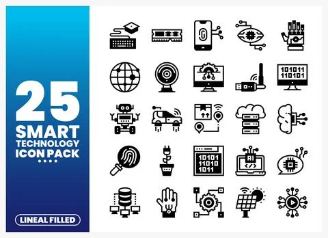 Smart technology icons for digital innovation and futuristic development Stock Illustration