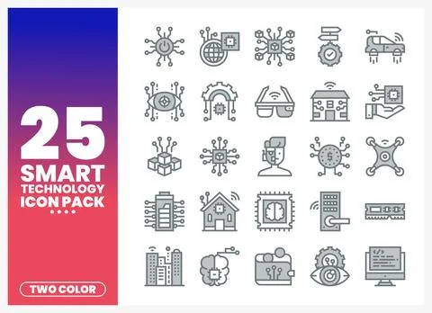 Smart technology icons displayed on a gradient background Stock Illustration
