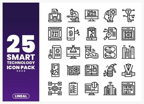 Smart technology icons displayed on a white background 库存插图