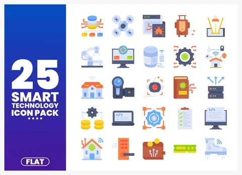 Smart Technology Icons in Flat Design イラスト素材