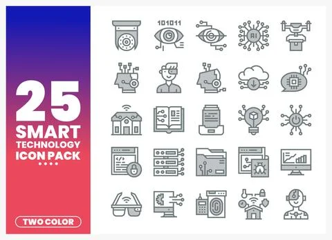 Smart Technology Icons for Innovation Digitalization Stock Illustration