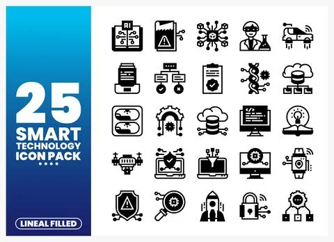 Smart technology icons in a lineal filled style. on a gradient background. .. 스톡 일러스트