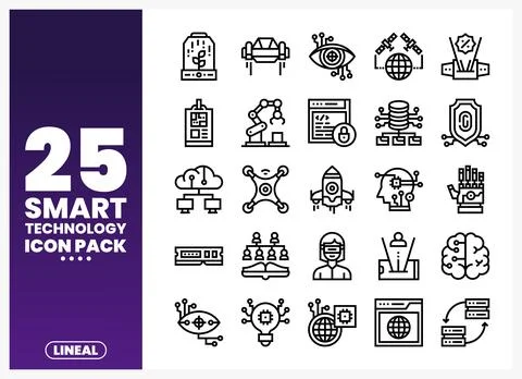 Smart Technology Icons Linear Pack Illustrazione stock