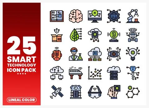 Smart Technology Icons for a Modern Digital Pack Stock Illustration