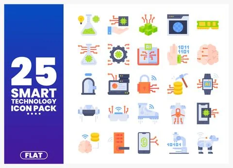 Smart Technology Icons Pack Collection Stock Illustration