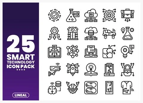 Smart Technology Icons Pack for Digital Innovation Stock Illustration