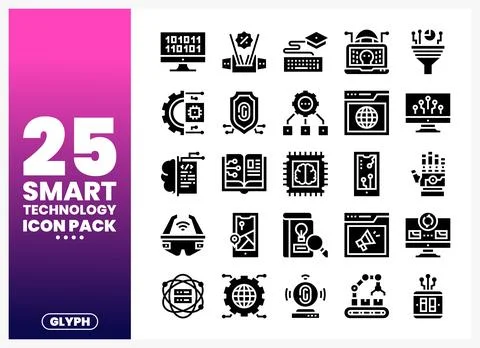 Smart Technology Icons Pack for digital design. illustration. Stock Illustration