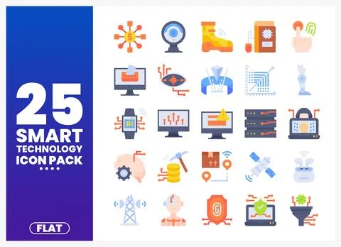 Smart Technology Icons Pack of Flat Icons Stock Illustration