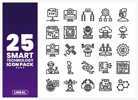 Smart Technology Icons Pack Stockillustratie
