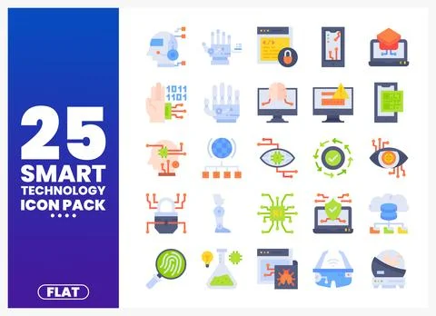 Smart Technology Icons Pack Stock Illustration