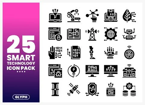 Smart Technology Icons Pack Stock Illustration