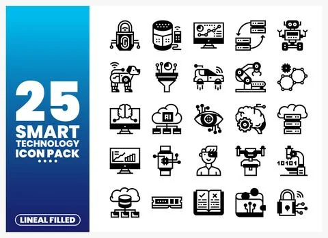Smart Technology Icons Pack  Lineal Filled  Futuristic digital icons for AI.. イラスト素材
