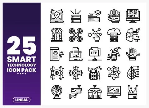 Smart technology icons presented as a clean. modern lineal icon pack. イラスト素材