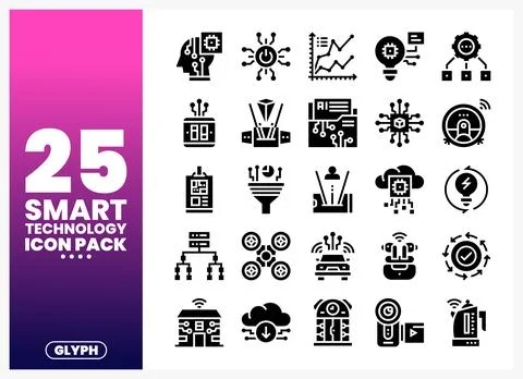 Smart technology icons presented in a grid. on a white background Stock Illustration