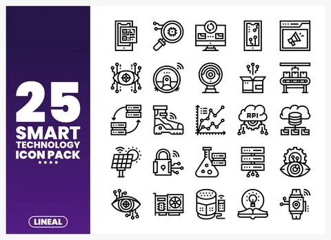 Smart Technology Icons Representing Innovation and Connectivity Stock Illustration
