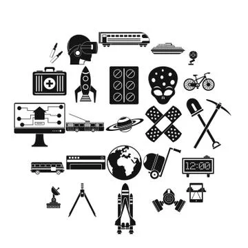 Smart technology icons set, simple style 스톡 일러스트