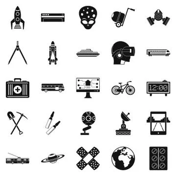Smart technology icons set, simple style Illustrazione stock