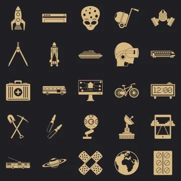Smart technology icons set, simple style Illustrazione stock