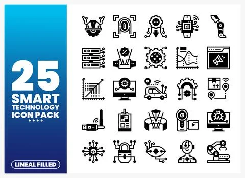 Smart technology icons showcase innovation and digital advancements. 스톡 일러스트