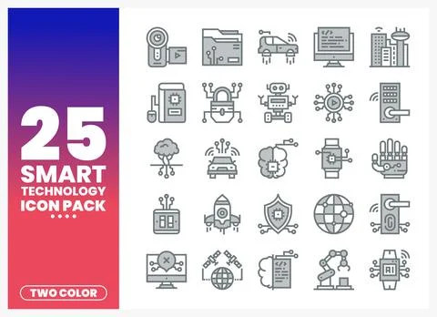Smart technology icons for tech presentations on a white background 库存插图