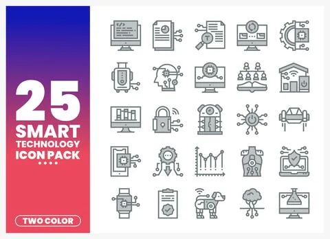 Smart Technology Icons - Two Color Flat Graphics Stockillustratie