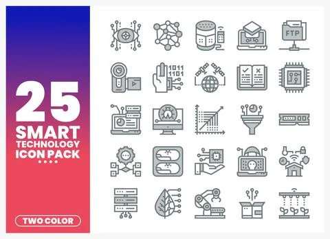 Smart technology icons in two colors. graphic design elements for web. Ilustración de archivo