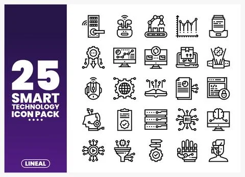 Smart technology icons on a white background Stock Illustration
