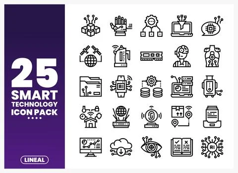 Smart technology icons on a white background Stock Illustration