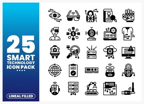 Smart technology icons on a white background 库存插图