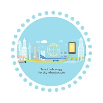 Smart Technology in Infrastructure of City Stock Illustration