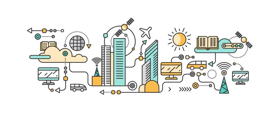 Smart Technology in Infrastructure of the City Stock Illustration