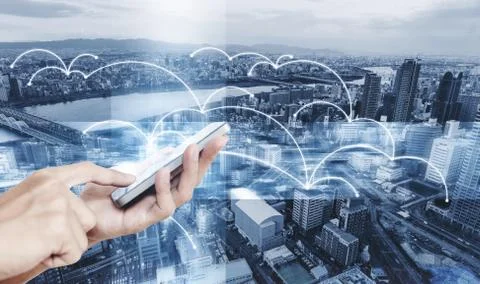 Smart technology, internet 5G and network connection Stock Photos