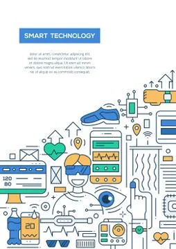 Smart Technology - line design brochure poster template A4 Stock Illustration