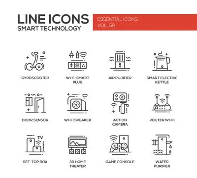 Smart Technology- line design icons set Stock Illustration