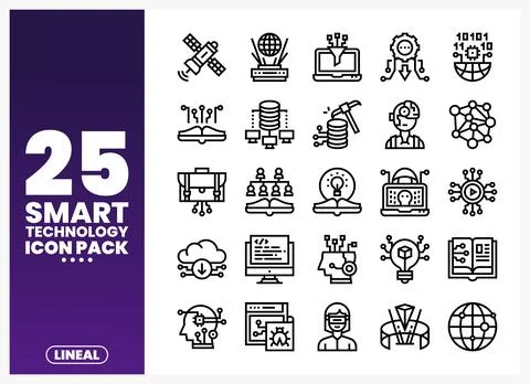 Smart Technology Line Icons Pack Stock Illustration
