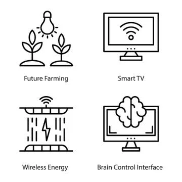 Smart Technology Line Vectors Illustrazione stock