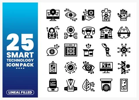 Smart Technology Lineal Filled Icons Stockillustratie