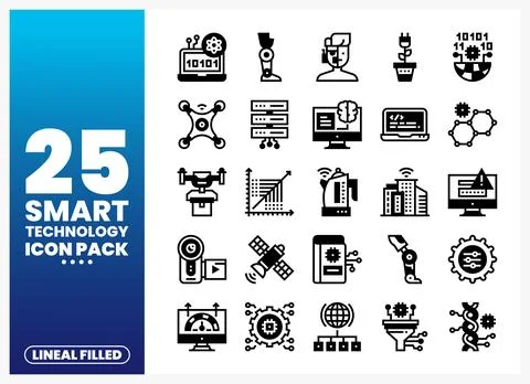 Smart Technology Lineal Filled Icons イラスト素材