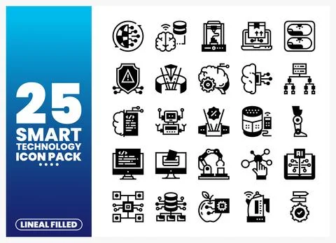 Smart Technology Lineal Filled Icons for Digital Innovation イラスト素材