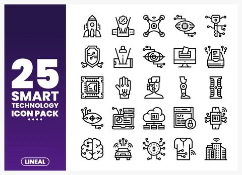 Smart Technology Lineal Icon Pack for Digital Innovation Stock Illustration