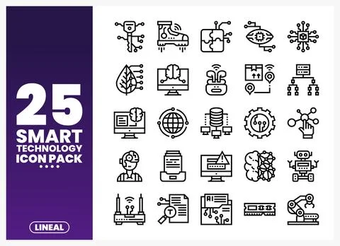 Smart technology linear icons on a gradient background イラスト素材
