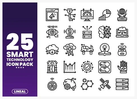 Smart technology linear icons on a white background Stock-Illustration