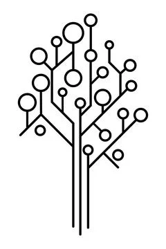 Smart technology logo, tree shape design. Business concept icon. Black color  Stock Illustration